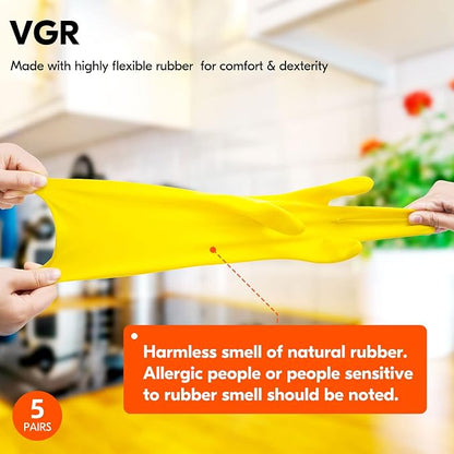 Vgo... 5-Pairs Reusable Household Gloves, Rubber Dishwashing gloves, Extra - Image 4