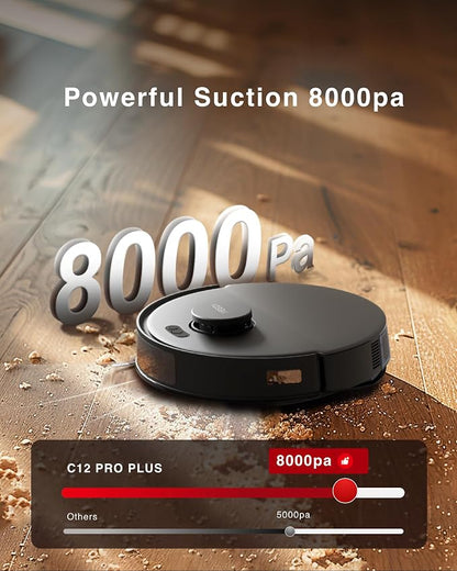 Yeedi C12 PRO Plus Robot Vacuum and Mop, 8000Pa Strong Suction, Vibrating - Image 4