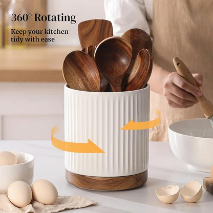 DOWAN 360° Rotating Extra Large Cooking Utensil Holder, 7.6" Kitchen Utensil - Image 7
