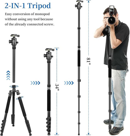 VICTIV 78" Tripod for Camera, Tall DSLR Tripod & Monopods, Professional Heavy Duty Tripod for Spotting Scopes, Binocular, Aluminum Camera Tripods Stand, Compatible with Canon Nikon Sony