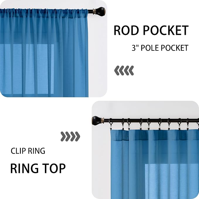 Tollpiz Sheer Door Curtains Closet Linen Textured Curtains Sheer Doorway Light - Image 5