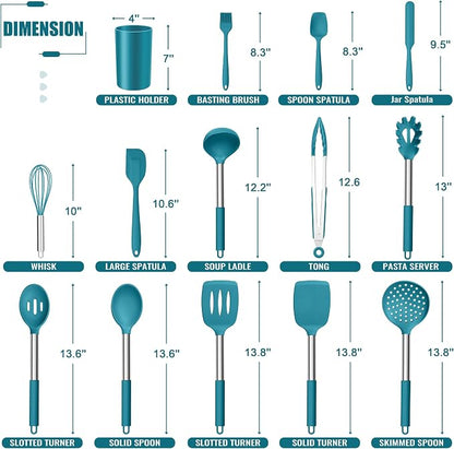 E-far 14 Pieces Silicone Cooking Utensils Set, Kitchen Utensils Set - Image 2