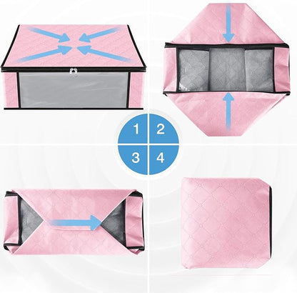 HomeHacks Storage 4-Pack Clothes Organizer Storage Bags Foldable Storage Box - Image 3