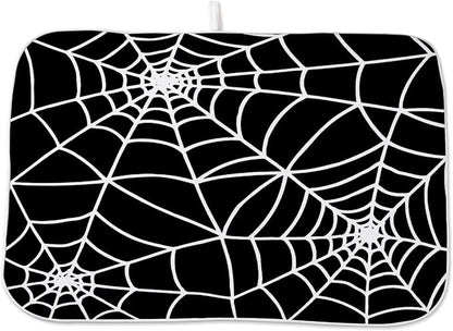 Halloween Spiderweb Dish Drying Mat 18 x 24 inch Halloween Scary Themed Black by AEIOAE