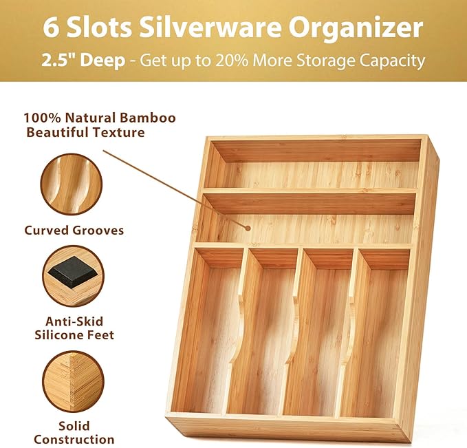 Umilife Kitchen Drawer Organizer, 12 Inch Silverware Utensil Tray Holder - Image 2