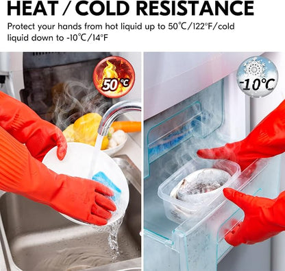Vgo... 1-Pair Dishwashing Gloves, Reusable Household Gloves, Kitchen Gloves - Image 5