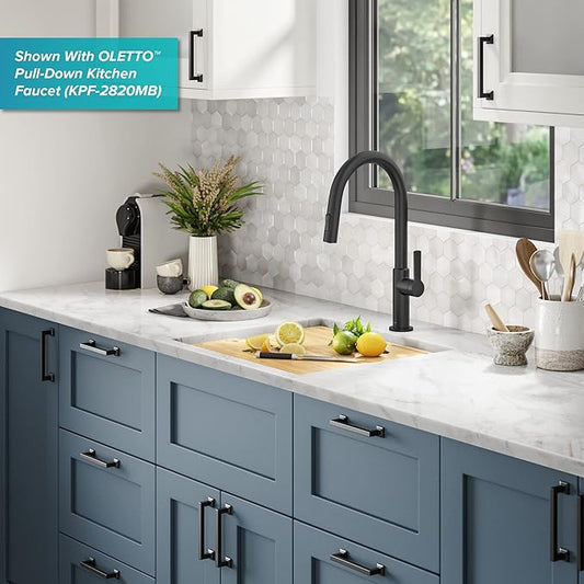 KRAUS Kore 21 Inch Undermount Workstation 16 Gauge Stainless Steel Single Bowl Kitchen Sink n PVD Gunmetal Finish with Accessories, KWU1101-21-PGM