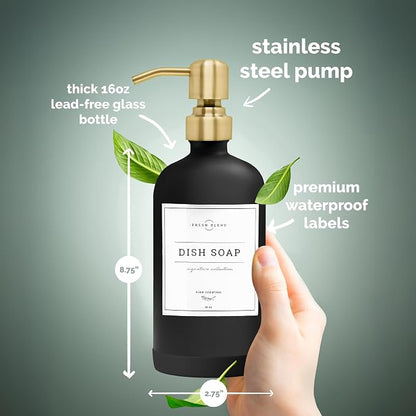 Vine Creations Black Glass Soap Dispenser, 2 Pack Kitchen Soap Dispenser Set - Image 6