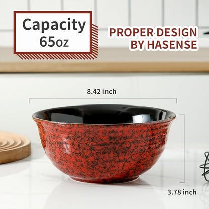 Hasense Ceramic Salad Bowl, 60 Ounces Large Serving Bowls, 8.5 Inch Soup Bowls - Image 3