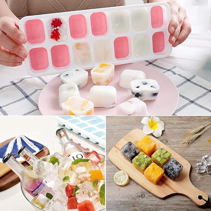 Ice Cube Trays 3 Pack, Silicone Easy-Release and Flexible 14-Ice Trays - Image 7