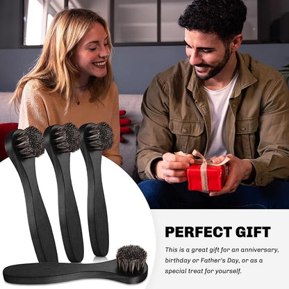 4 Pcs Horsehair Shine Shoes Brush Kit Polish Dauber Applicators Cleaning - Image 5