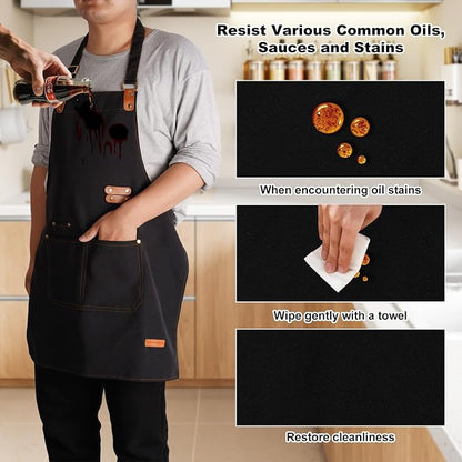 Chef Aprons for Women Men with Pockets, Oil-Repellent & Water-Resistant - Image 4
