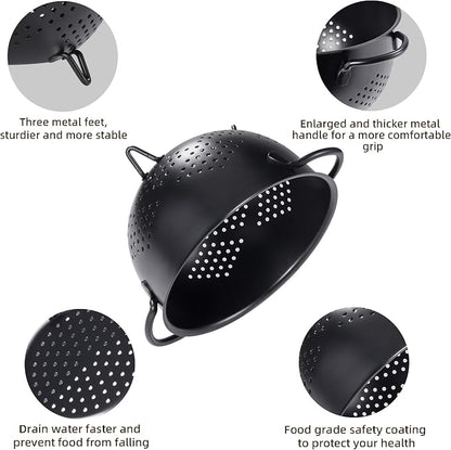 Metal Colander 5 Quart Powder Coated Self-draining Metal Strainer - Image 5