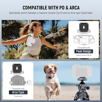 NEEWER LITETRIP LT07 61" Aluminum Travel Tripod Stand for Camera with Pan Tilt Low Profile Ball Head, Arca QR Plate Compatible with Peak Design Tripod Plate V3, Dual Center Axis, Max Load 22lb