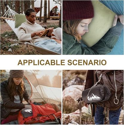 Ivellow Memory Foam Travel Pillow Compressible Camping Pillow for Sleeping Shredded Memory Foam Pillow Compact Firm Supportive Travel Pillow for Adults Kids Outdoor Hiking Essential Gear Green-M