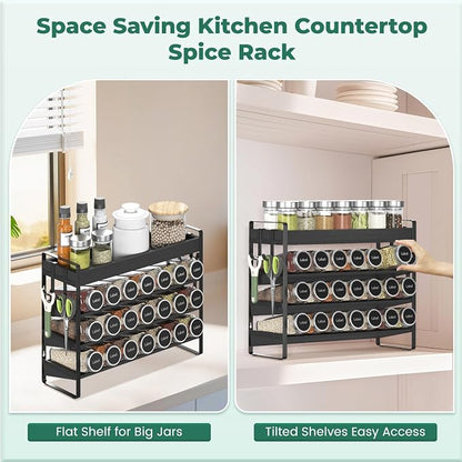 EsLuker.ly Spice Seasoning Rack Organizer Kitchen Countertop, 4 Tier Bamboo - Image 4