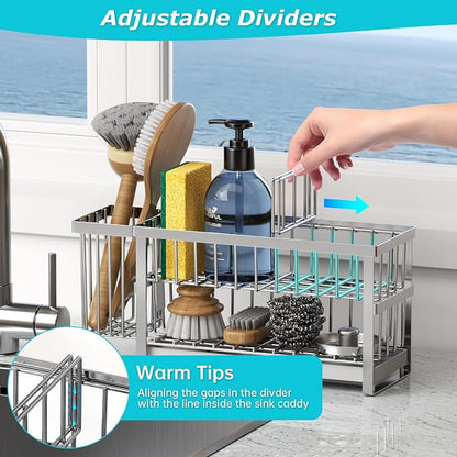 Sponge Holder for Kitchen Sink, 2 Tier Sink Caddy Organizer Countertop - Image 6