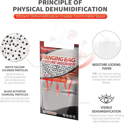 Vacplus Moisture Absorbers, Hanging Closet Dehumidifier Bags, Humidity Packs - Image 3