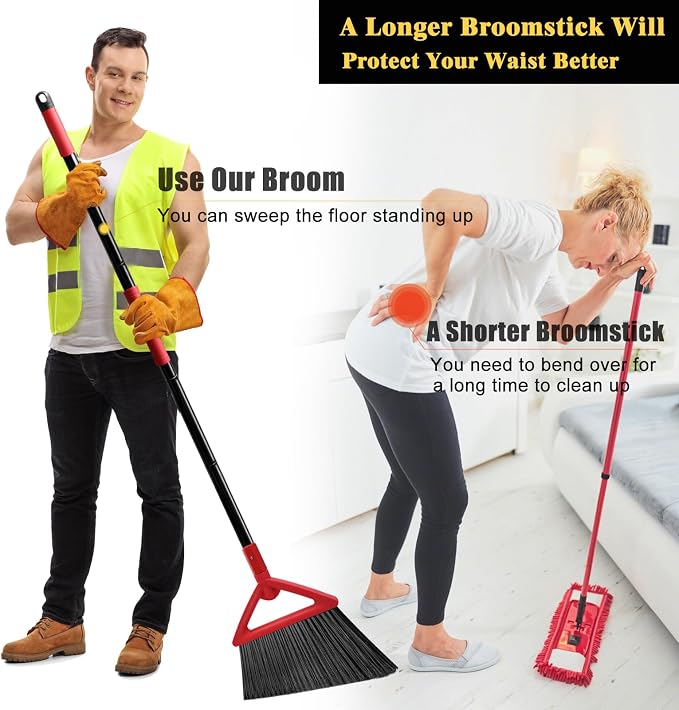 Heavy Duty Broom of Outdoor and Indoor, 4 Packs Upgraded Commercial Angle Brooms - Image 5
