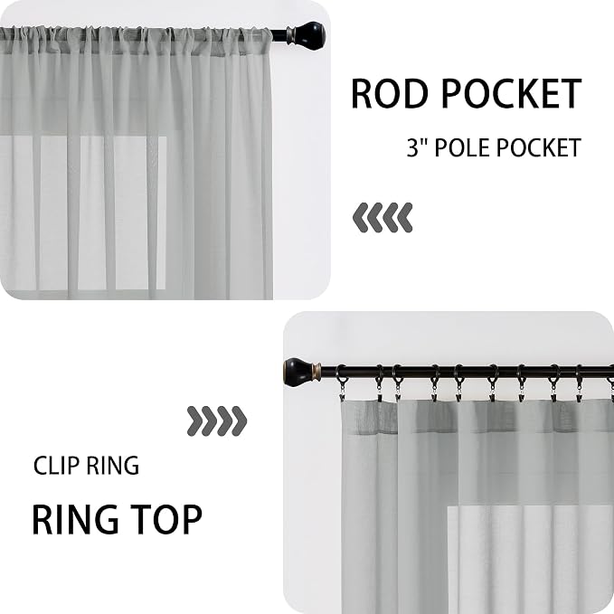 Tollpiz Short Sheer Door Curtains Closet Linen Textured Curtains Sheer Doorway - Image 5