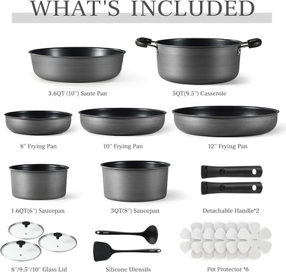 CAROTE 20pcs 4-Ply Premium Hard Anodized Pots and Pans Set Non Stick - Image 2