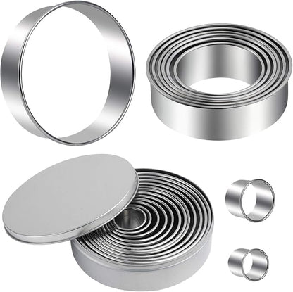 Round Cookie Cutters Set 12 Pieces Bistcuit Cookie Cutters Circle Pastry by Winerming