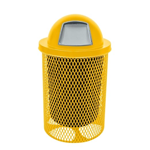 COATEDOUTDOORFURNITURE RDT-YEL Heavy Duty 32 Gallon Round Trash Receptacle by CoatedOutdoorFurniture