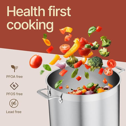 Stainless Steel Stockpot with Lid 20 Quart, Durable 18/8 Stainless Steel - Image 4