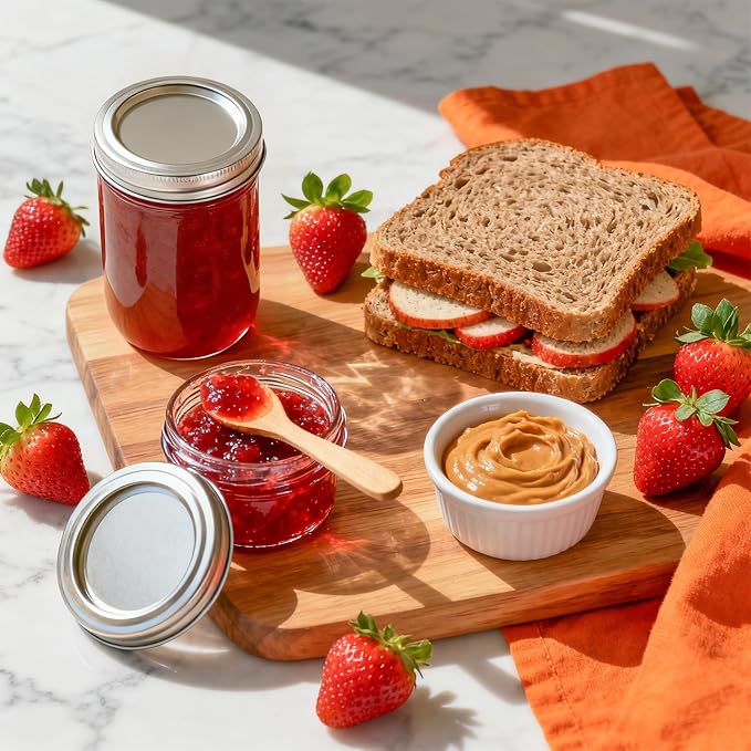 ComSaf Small Mason Jars 8 oz 12Pcs Bulk Set, Half Pint Regular Mouth Mason Jar - Image 4