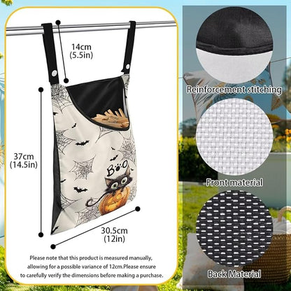 Cute Cat Space-Saving Laundry Clothespin Bag Pumpkin Waterproof Polyester - Image 6