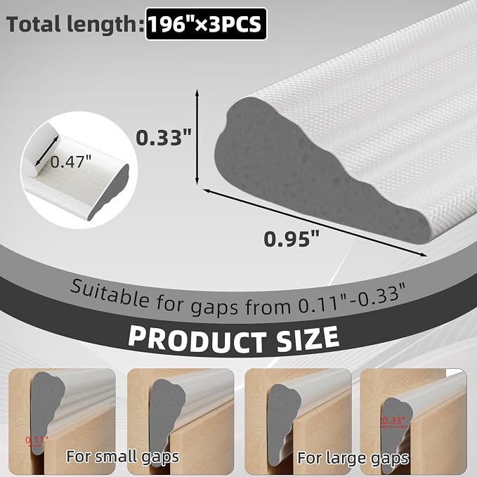 3Pcs×196" Wedge Weather Stripping Door Seal Strip - Image 2