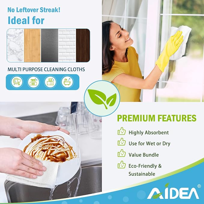 AIDEA Microfiber Cleaning Cloth White, Absorbent Lint Free Rags, Scratch Free - Image 7
