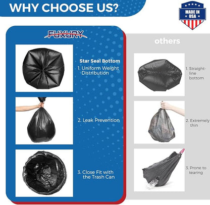 Fuxury 55-60 Gallon Trash Bags Heavy Duty, 38 x 58" Extra Large Black Trash Bags - Image 3