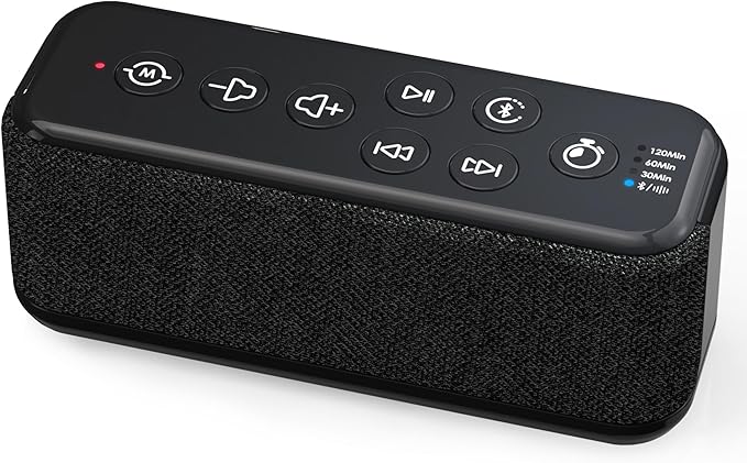 Sound Machine with Bluetooth Speaker, Rechargeable White Noise Machine, Powerful Battery for Sleep, Office, Privacy, Timers Memory Function, 15 Soothing Sound, White Noise, Rain, Fan, Ocean