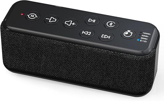 Sound Machine with Bluetooth Speaker, Rechargeable White Noise Machine, Powerful Battery for Sleep, Office, Privacy, Timers Memory Function, 15 Soothing Sound, White Noise, Rain, Fan, Ocean