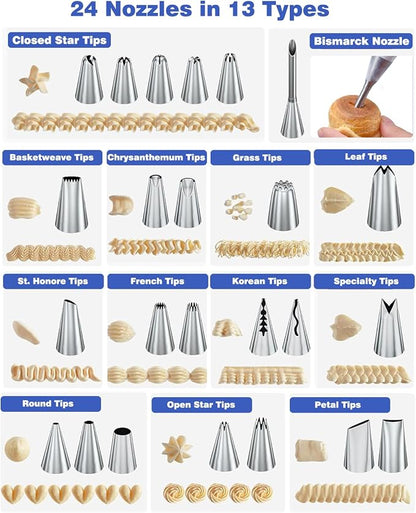 240PCS Cake Decorating Supplies Kits Cake Turntable, 100 Piping Bags 100 - Image 3
