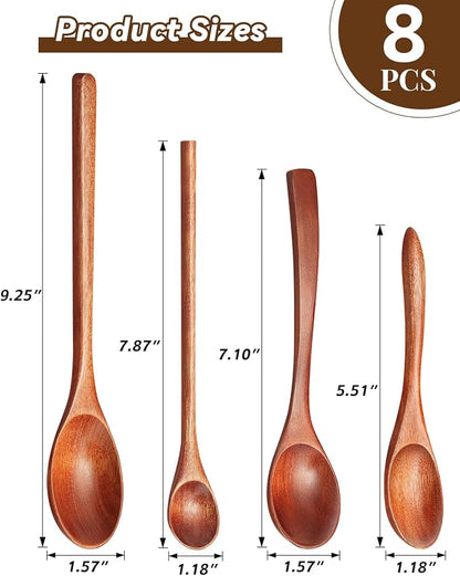 8Pcs Small Wooden Spoons for Eating, Wood Honey Spoon for Tea, Coffee&Soup - Image 2