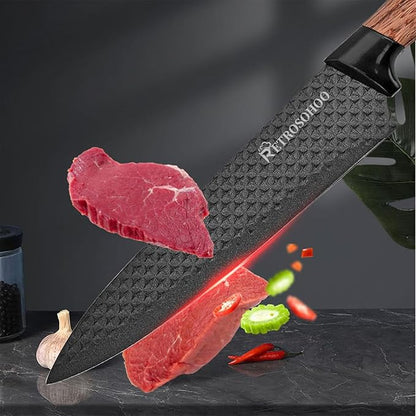 Kitchen Knife Set, Retrosohoo 6-Pieces Khaki Sharp Knife Block Set - Image 4