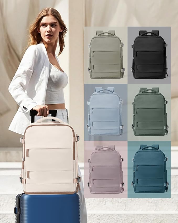 coowoz Travel Backpack Carry On for Women Man Gym Backpacks with Laptop Compartment Mochila de Viaje Teacher Personal Item Backpack Rucksack Airplane Accessories Must Haves Beige Brown