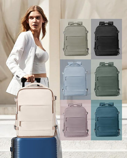 coowoz Travel Backpack Carry On for Women Man Gym Backpacks with Laptop Compartment Mochila de Viaje Teacher Personal Item Backpack Rucksack Airplane Accessories Must Haves Beige Brown