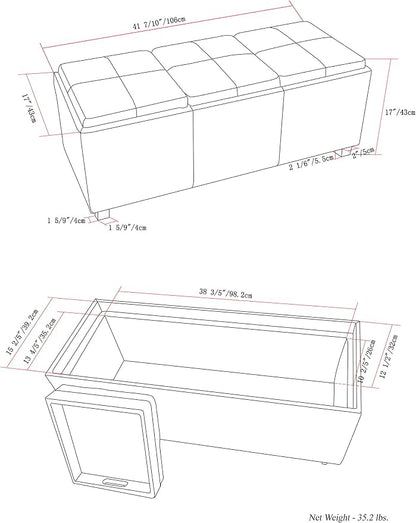 SIMPLIHOME Avalon 42 inch Wide Contemporary Rectangle Storage Ottoman in - Image 2