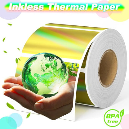 Thermal Sticker Labels 2.25 x 1.25, 500 Gold Holographic Printable Thermal - Image 2