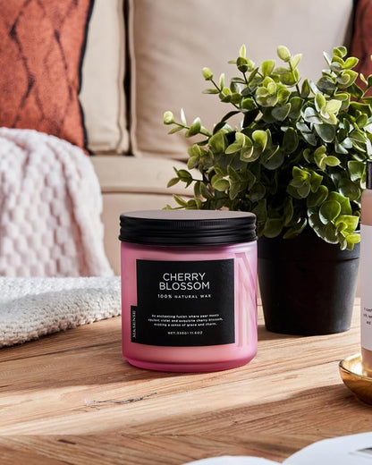M&SENSE Cherry Blossom Scented Spring Candle, 70 Hours Long Lasting Soy Wax - Image 8