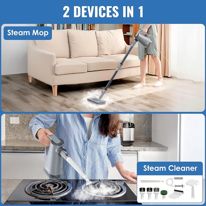 FEPPO Steam Mop with Detachable Handheld Steam Cleaner - Image 2