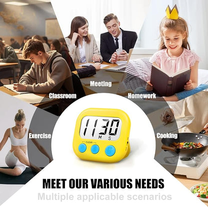 2 Pack Digital Kitchen Timer for Cooking Big Digits Loud Alarm Magnetic Backing - Image 5