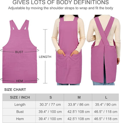 ELEZAY Aprons for Women with Pockets Plus Size Comfort Cross Back No Tie Cotton - Image 5