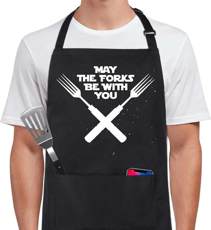 Xornis 100% Cotton Funny Apron for Men Women Adjustable Bib Aprons by Xornis