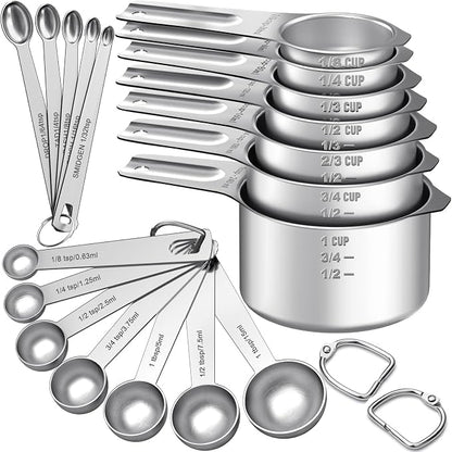 EWFEN Measuring Cups and Spoons Set, 7 Stainless Steel Nesting Measuring Cups & by EWFEN