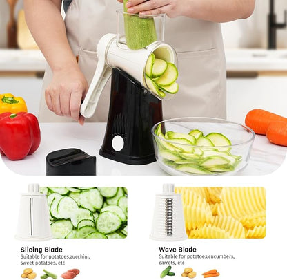 5-in-1 Rotary Cheese Grater Hand Crank, Vegetable Slicer Shredder - Image 3