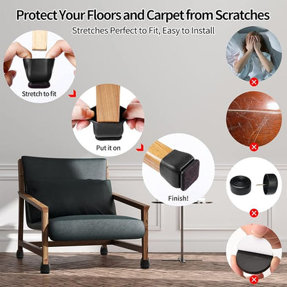 Ezprotekt 24 Pcs Square Silicone Chair Leg Floor Protectors - Image 3